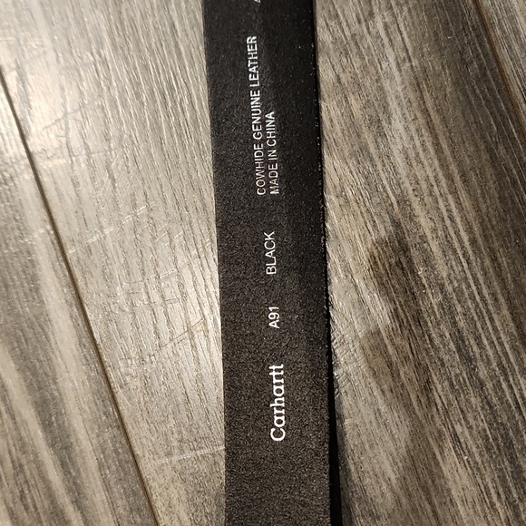 Carhartt Men's sz 48 black Cowhide Genuine leather belt good condition - Picture 2 of 6